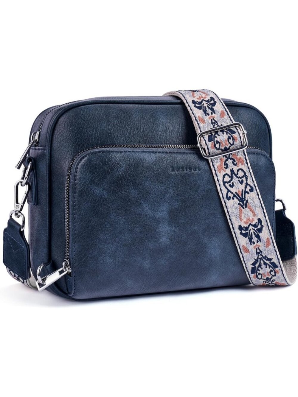 Women's Blue Purse Vegan Leather Anti Theft Travel Wallet Crossbody Bag